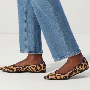 ROTHY’S The Point Big Cat Flats Sz 8.5 Leopard Animal Print Washable Work Ballet